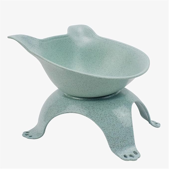 Cat Double Bowl Dog Non-Slip Food with Raised Stand Feeding & Watering Supplies Pet(Single Green)