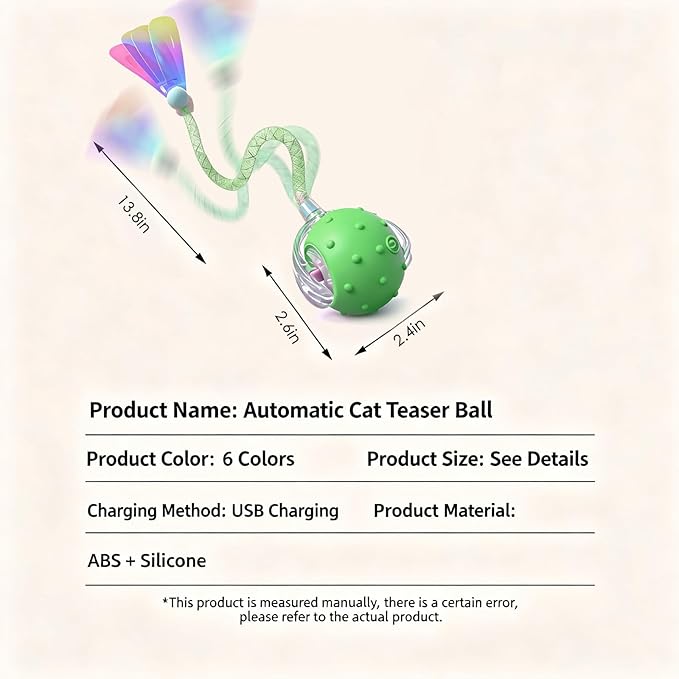 2 Pack Interactive Cat Toys for Indoor Cats with 3 Tails,Automatic Moving Kitten Toys,Cat Toys for Bored Indoor Adult Cats,Smart Rechargeable Cat Enrichment Toys for Cats to Keep Them Busy, Cat Balls