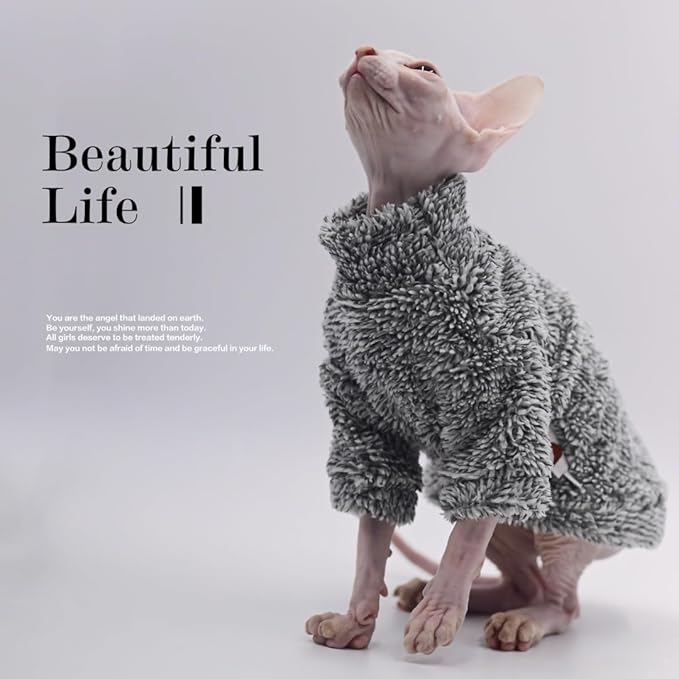 Hairless Cat Clothes Fleece Soft Warm Winter cat Clothes for Sphynx Cats, Devon Rex Cats, Konis Cats (XX-Large)