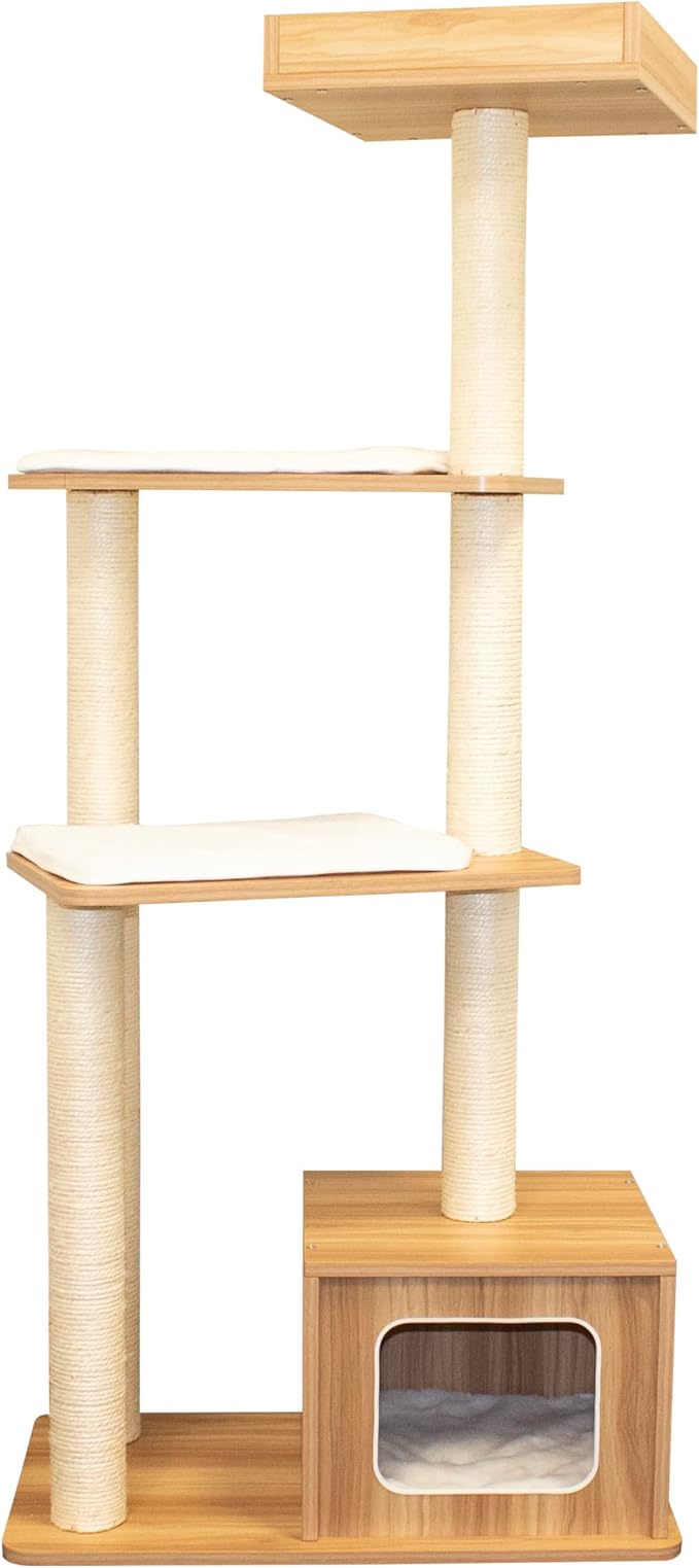 Penn-Plax Modern Cat Tree Tower | with Scratching Post | for Indoor Cats (CATF230)
