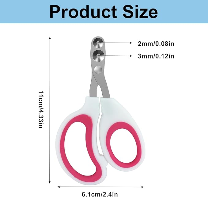 Cat Nail Clippers, Pet Nail Clippers, Cat Claw Trimmers, 2mm & 3mm Circular Cutting Holes for Small Animals Such as Birds, Bearded Dragon, Hamsters, Rabbits, Hedgehogs, Ferrets (Dark Pink)