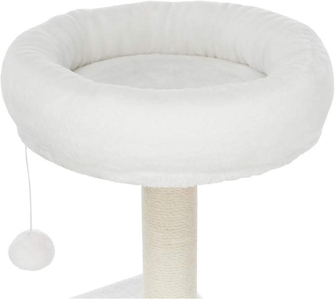 TRIXIE Seli Cat Tree – Cat Tower with Sisal Posts, Condo, Padded Platforms & Hanging Toy – Cat Furniture for Indoor Cats – Cream, 21.1" x 21.1" x 59.1"