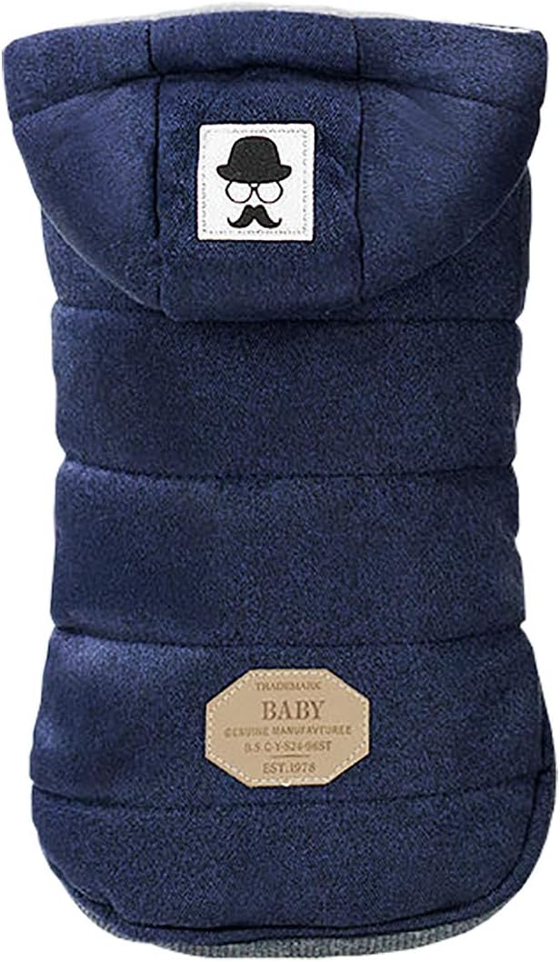 Dog Coat Rdc Pet Hoodie Cold Weather Coats Warm Dog Apparel Winter Thick Clothes Dog Cozy Jacket for Small Dog Medium Cat (XL, Blue)