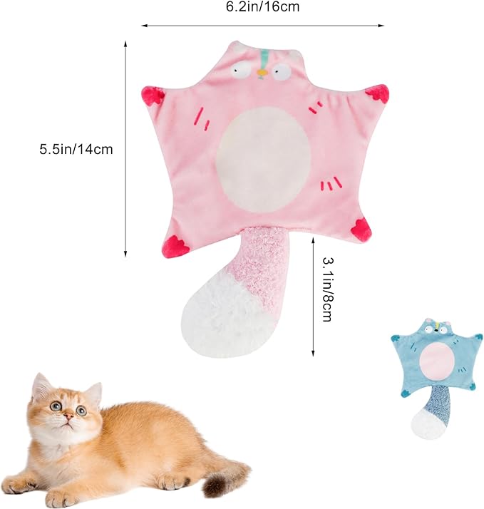 Andiker Catnip Cat Toys, Flying Squirrel Shape Plush Cat Toy with Crinkle Paper and Natural Catnip, Interactive Cat Toys for Indoor Cats and Kittens to Sniff Scratch Bite and Reduce Boredom (Pink)