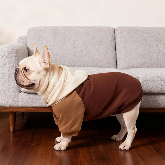 Fashionable Dog Hoodie – Soft & Warm Dog Sweater with Leash Hole,Pet Hooded Sweatshirt for Cats and Dogs with Broad Chests (e.g., French Bulldogs, Pitbulls) (Brown, Medium)