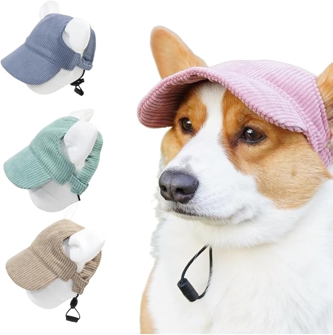 Baseball Cap for Dog Cat with Ear Holes Adjustable Hat Cute Puppy Kitten Pet Outdoor Sun Protection Sport Costume Apparel (Small,Pink)