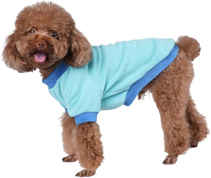 Classic Fleece Dog Sweater – Soft & Warm Stretchy Sweatshirt for Small Dogs & Cats, Cold-Weather Pullover for Everyday Wear (Light Blue, Large/X-Large)