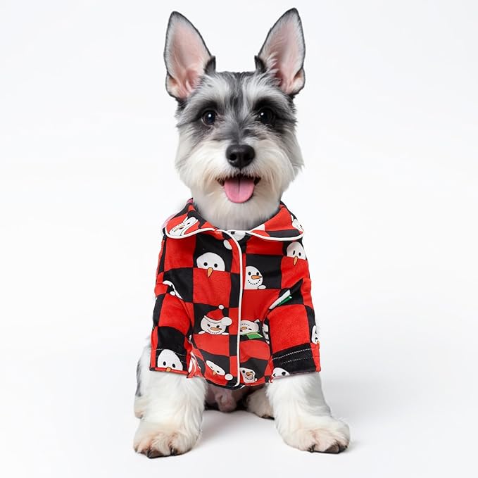 CuteBone Two-Leg Velvet Pet Christmas Pajamas Girl Dog Clothes - Soft, Cozy, and Stretchy Boy Pjs for Small, Medium Dogs and Cats Winter Sleepwear Apparel LTP14XS
