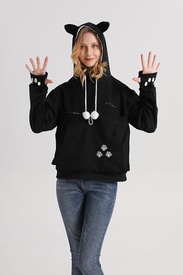 ALYC Unisex Hoodies Pet Holder Cat Dog Large Pouch Carriers Sweatshirt Cat Space Pullover Top