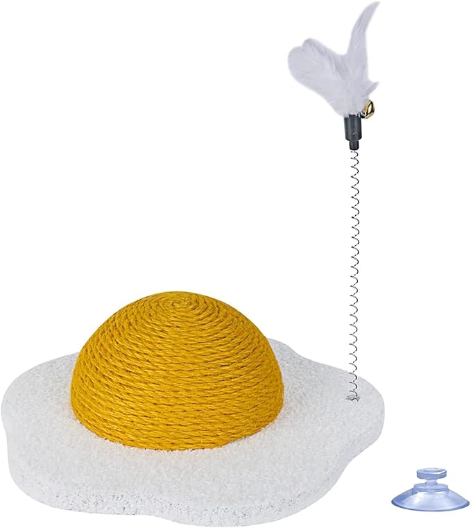 Cat Scratch Posts Round Cat Scratcher Poached Egg Wear-Resistant Round Claw Ball Scratching Board for Cats with Funny Cat Dtick Scratching Posts for Indoor Cats Scratching Pads for Indoor