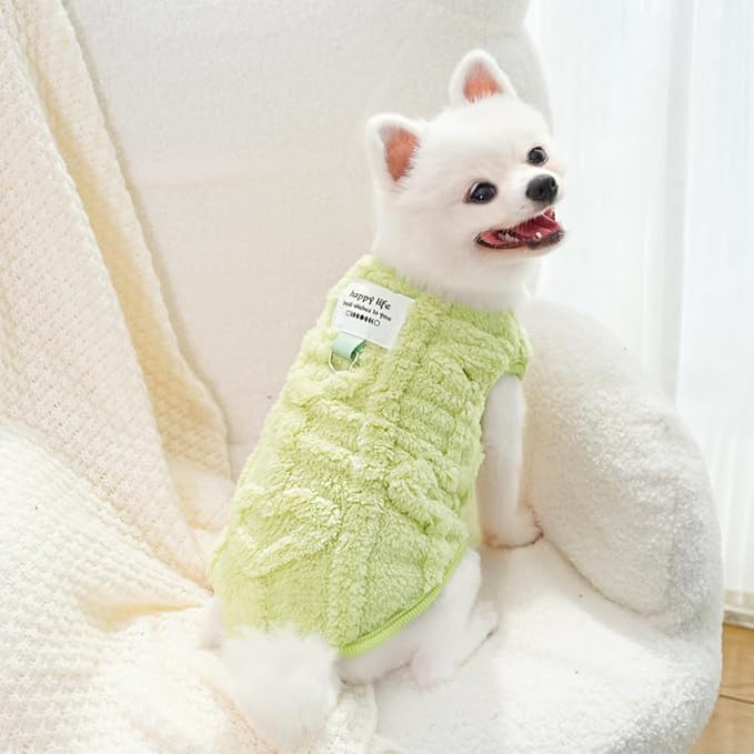 2 Pack Small Dog Sweater Fleece Cat Outfit with D-Ring Fall Puppy Clothes for Girl Boy Cold Weather Dog Coat Winter Pet Clothing for Cats Chihuahua Yorkie Teacup (Yellow Green, XX-Large)