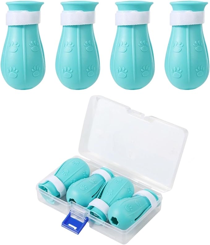 ITODA 4PCS Silicone Cat Shoes Anti Scratch Cat Paw Protector Shoes Adjustable Pet Boots for Bathing Grooming Treatment