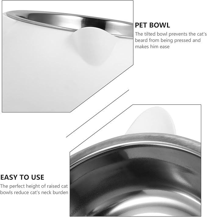 3sets Cat Feeding Watering Supplies Elevated Cat Bowls Accessories Pet Eating Bowl Microwave Dishwasher Safe