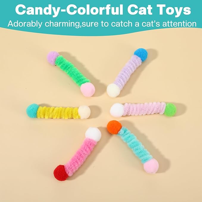 24 Pack Cat Spring Toy, Colorful Cat Spiral Spring, Attracting Cats to Interact for Swatting, Biting, Hunting Kitten Toys