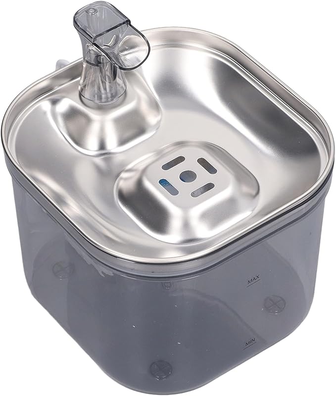 Pet Water Fountain, Stainless Steel Automatic Cat Water Fountain with Ultra Quiet Pump Filter Visible Level for Cats Dogs Multiple Pets