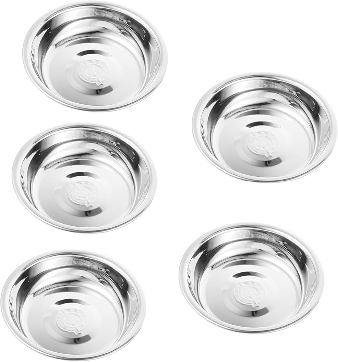 Stainless Steel Pet Bowl Set 5pcs 304 Food-Grade Raised Round Cat Bowls Sturdy Puppy Feeder for Indoor Feeding and Watering Supplies