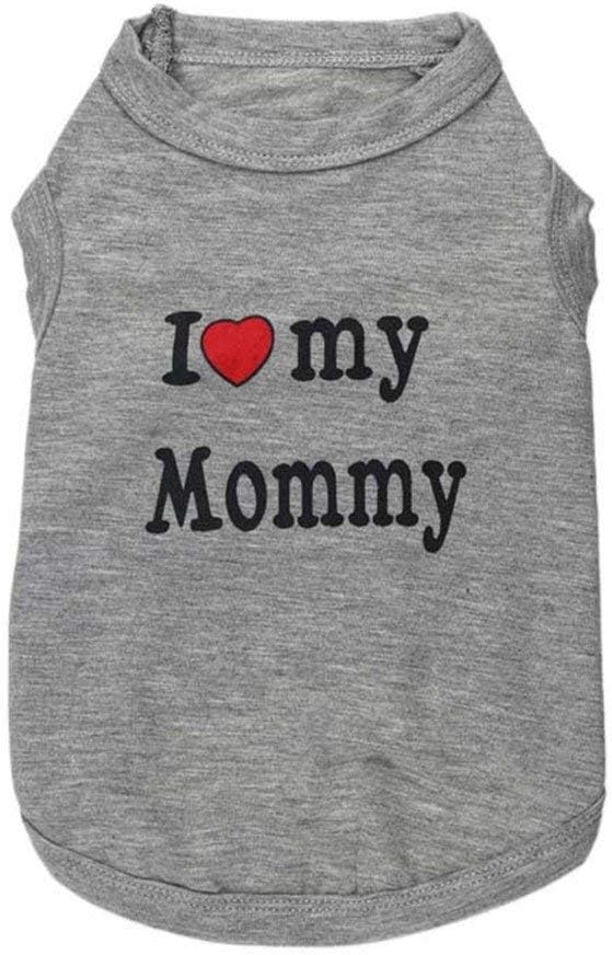 Pet Dog T-Shirt I Love My Daddy Mommy Vest Gift Costume Clothes for Small Puppy Cat Kitten Yorkshire Chihuahua Poodle Teacup Terrier Rabbit Baby Dogs (XL, Grey-M)
