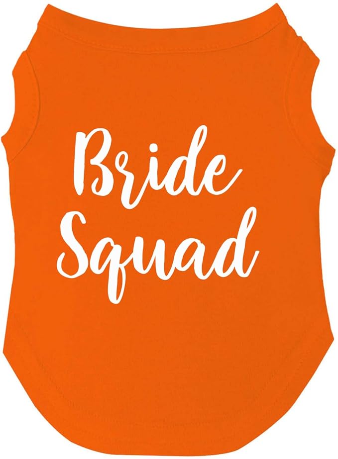 Bride Squad Dog Tee Shirt | Sleeveless | Wedding Photo Prop | Bridal Shower | Engagement Announcement (Orange, Medium 40)