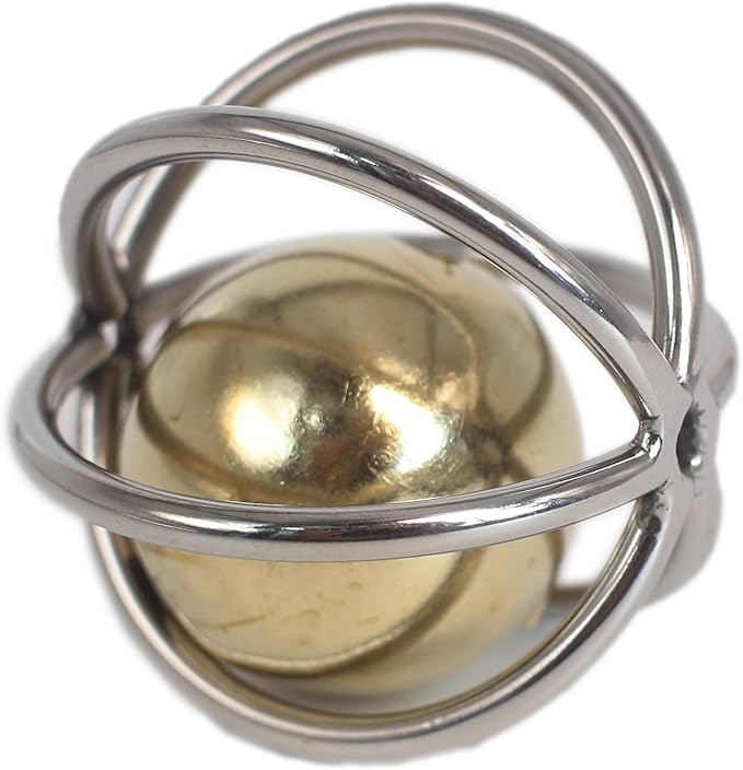 Fosrion Heavy Duty Stainless Steel Cat Toy with Brass Bell – Interactive Hanging Ball Toy for Cats, Durable Teaser & Mental Stimulation Toy, Satisfies Natural Hunting Instincts (Medium)