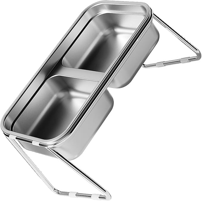 Elevated Cats Bowls Feeders Rustless Steel Bowl Stand with Weighted Base Feeding & Watering Pet Supply Spill Elevated Cats Feeders