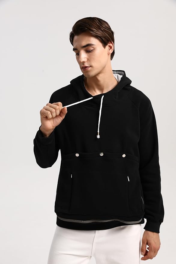 Unisex Cat Pouch Hoodie Long Sleeve Kitten Puppy Holder Hoodies Front Large Pouch Pet Carrier Sweatshirt