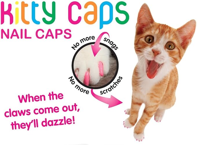 Kitty Caps Nail Caps for Cats, Hot Purple and Hot Pink - Safe, Stylish and Humane Alternative to Declawing, Stops Scratches and Snags, Medium 9 to 13 Pounds, 40 Count