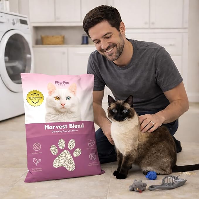 Kitty Poo Club Advanced Soy Cat Litter – Natural Plant-Based, Unscented, Fast Clumping, Flushable, Low Tracking, 99% Dust-Free