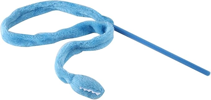 Cat Teaser Toy, Snake Shape Design with Silicone Material and 9.4 Inch Handle, Interactive Play Wand for Indoor Cats and Kittens, Green Pink Blue Color Options (Mixed Colors)