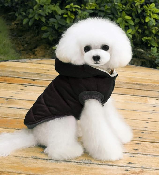 Dog Coat Rdc Pet Hoodie Cold Weather Coats Warm Dog Apparel Winter Thick Clothes Dog Cozy Jacket for Small Dog Medium Cat (S, Black)