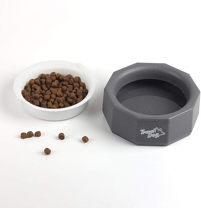 ALL FOR PAWS 2 in 1 Dog Food Water Bowl Pet Spill Free Bowl Portable Travel Puppy Dish Carry Up to 650ml