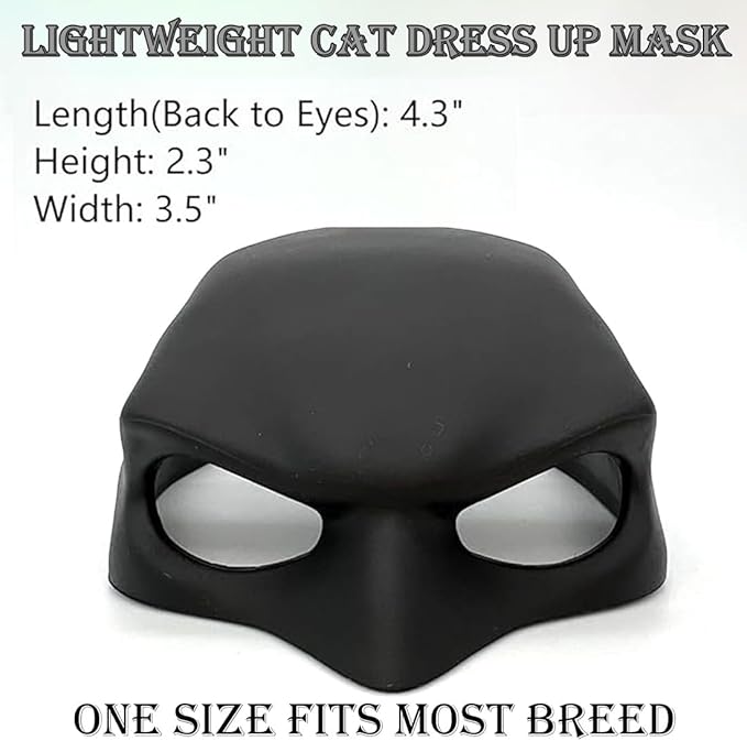 Cat Superhero Mask Costume, Large Size 5.1x3.5x2.3 inches, Black Silicone, Halloween Cosplay Accessory