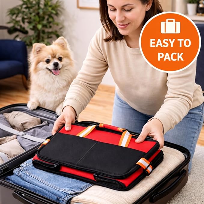 Pet Life ® 'Travel-Nest' Innovative Portable Travel Folding or Collapsible Cat and Dog Bed with Carrying Handle