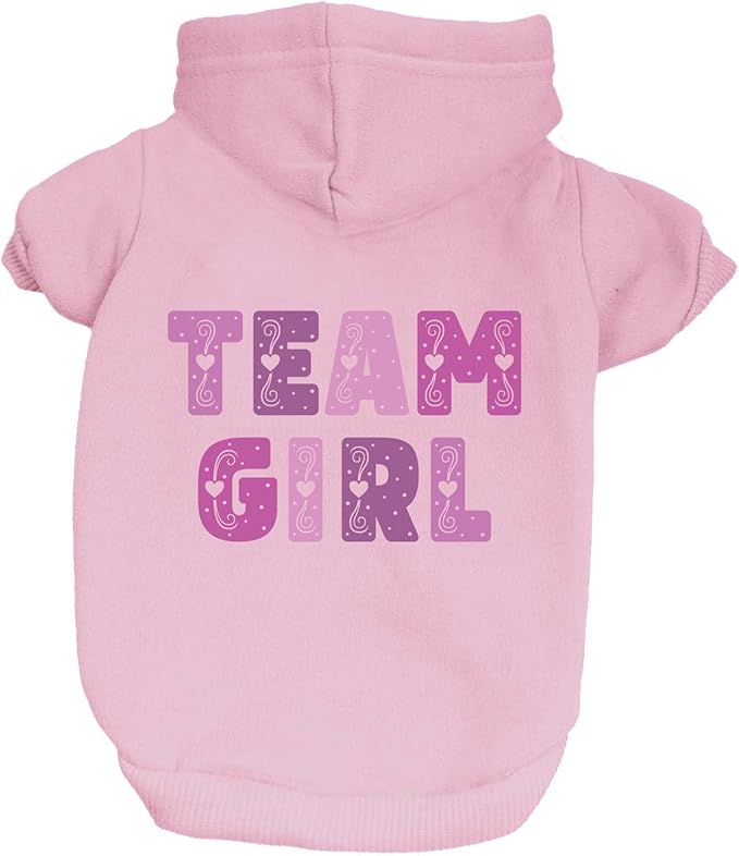 Team Girl Dog Hoodie | Fleece Lined |Leash Hole| Gender Reveal | Baby Announcement | Boy or Girl|Baby Pink, 4X-Large 1517