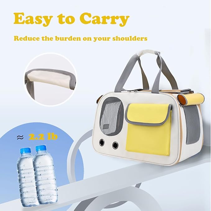 Cat Carrier, Dog Carrier, Pet Carrier for Large and Medium Cats to 15 Lbs, Soft-Sided Cat Carrier for Dog and Puppy, Pet Collapsible Travel Carriers for Small Cat Kitten (Yellow)