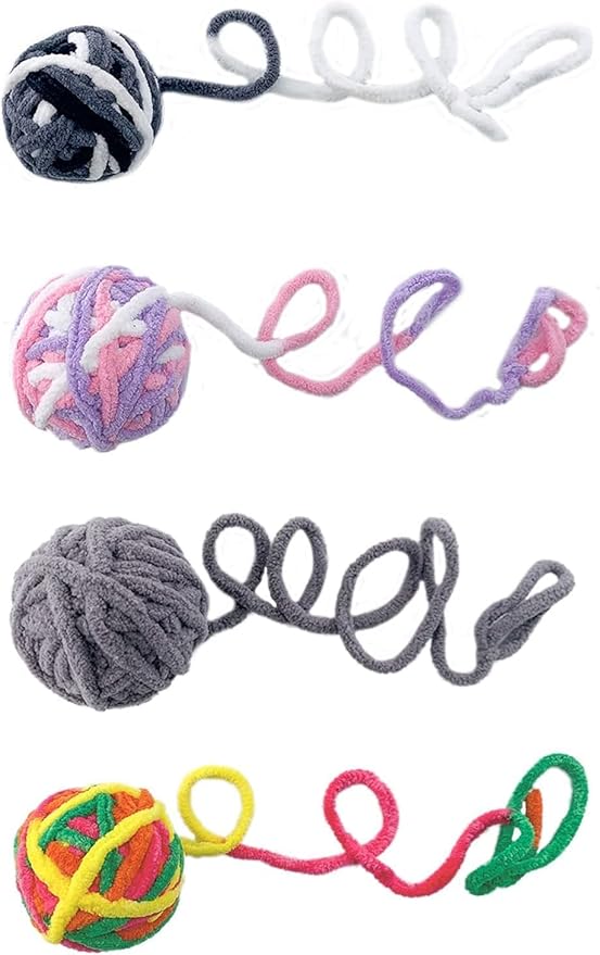 Interactive Cat Ball Toy with Yarn, 1.97 inch, Colorful Chewing Toy for Kitten Training, Indoor Pet Supplies