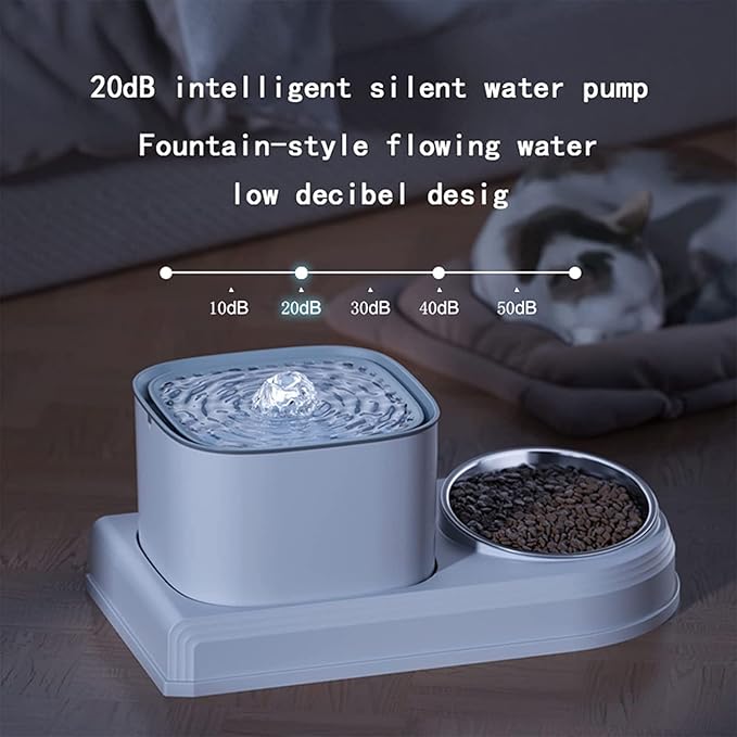 Cat Drinking Fountain & Food Bowl 3L/Automatic Pet Fountain Dog Water Fountain Ultra Quiet Pump LED Light for Dog, Cat Feeding & Watering Supplies