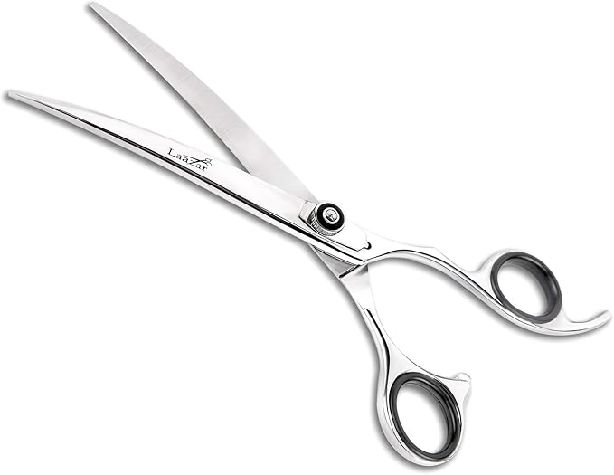 Laazar Professional 7.5 inch Straight Shears for Dogs and Cats Leather case Included | Adjustable Pet Grooming Scissors | Hand-Forged 440C Japanese Stainless Steel | Groomers Tool for Men and Woman