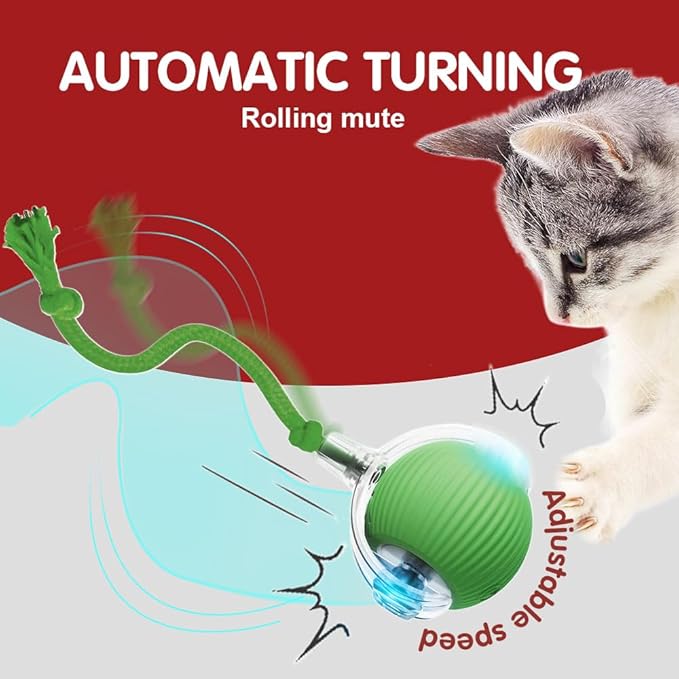 Interactive Cat Toys for Indoor Cats, Interactive Pet Toy Ball, Cat Toy Ball for Bored Indoor Cats, Smart Rolling Ball for Dogs & Cats (Grey)