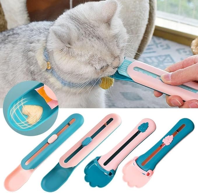 Cat Strip Feeder Spoon, Pet Feeder Cat Strip Squeeze Spoon, Lickable Cat Wet Food Spoon Dispenser for Cat Squeeze Treats Feeding & Watering Supplies, 2Pcs (Cat Claw Shaped)