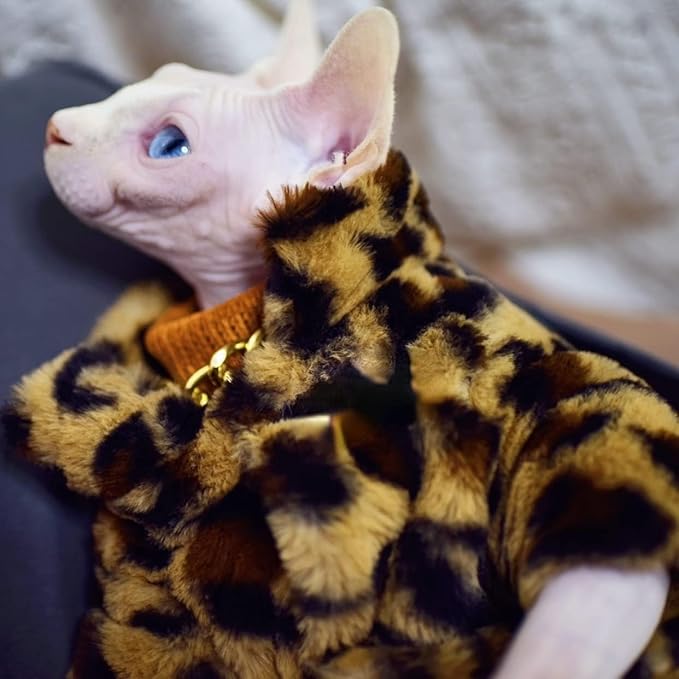 Sphynx Cat Clothes Winter Velvet Warm Soft 2- Layers Winter Jacket Thickened Hairless Cat Coat for Sphynx, Cornish Rex, Devon Rex, Peterbald Cat Clothes (XX-Large)