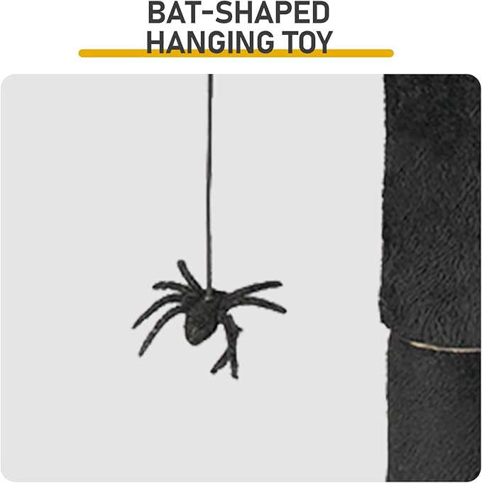 42" Gothic Cat Tree, Halloween Cat Tower Cat Tree with Spacious Cat Condo, Brach Shaped Scratching Post, Scratching Ladder, Spider Toy for Indoor Cats(54 * 54 * 106CM)