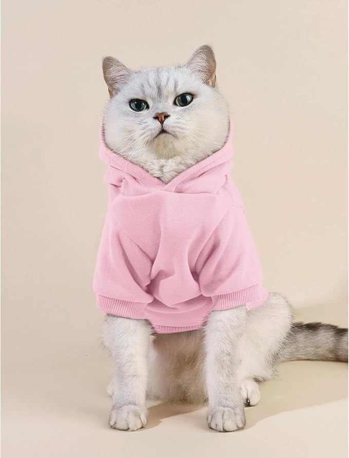 Cat Hoodies for Cats Puppy Pet Clothes Cat Apparel Little Miss Attitude Print Dog Hoodie for Small Medium Dogs Outfits for Kittens(Pink,L)