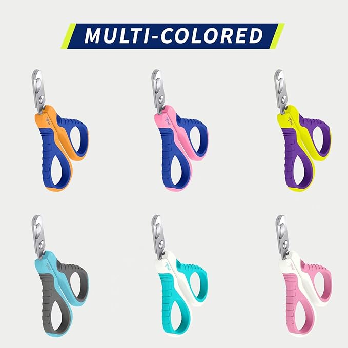 WePet Pet Nail Clippers U07.1, Professional Claw Trimmer, Bended Scissor Special for Cats, Kittens, Dogs, Puppies, Small Animals, Yellow/Purple