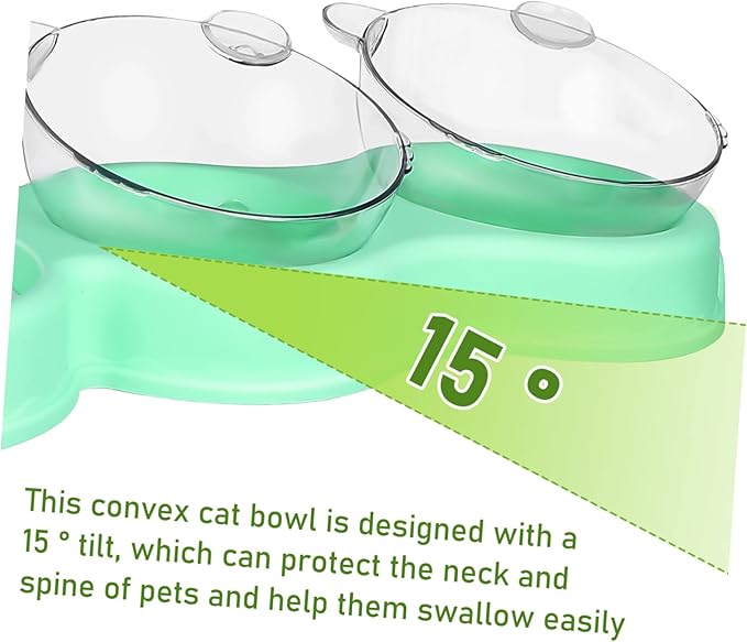 Yardwe 3-in-1 Raised PET Bowl Set with Water Feeder Tilted Cat Food and Water Bowls for Small Dogs and Cats Wet and Dry Food Compatible Space-Saving Design