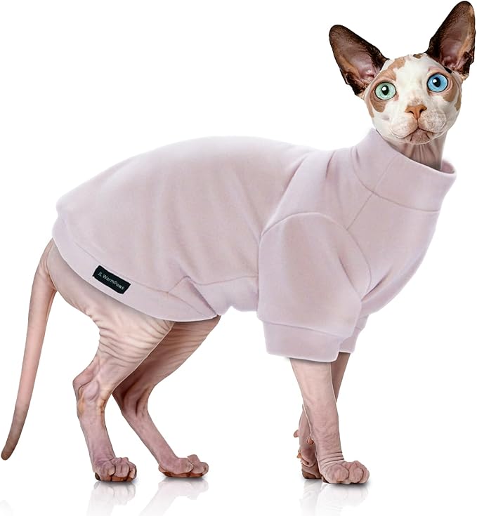 Sphynx Cat Sweater Hairless Cat Clothes Sweater Shirt Soft Warm Long Sleeves Pullover Pet Clothes Pajamas Dog Cloth for Small Dogs Jumpsuit Pet Sweaters (Pink, Large)