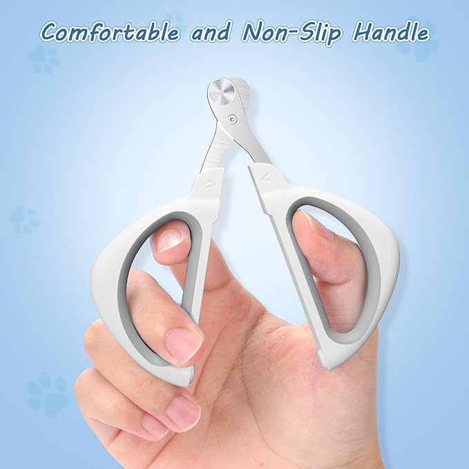 Cat Nail Clipper, Cat Nail Trimmer with Positioning Round Hole, Sharp Non-Slip Handle Cat Claw Clipper, Safe Indoor Cat Nail Clipper, Pet Nail Clipper for Cats, Puppies and More Animals - Grey