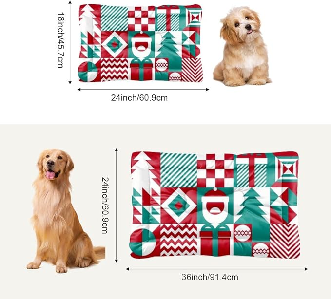 Red Teal White Pet Bed Mat Non Slip Dog Mat Dog Cage Bed Portable Pet Non- Slip Bottom Furniture for Dogs Multi- Scenario Cage Gift Printed Beds for Dogs 24× 18 Inch
