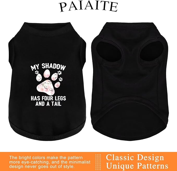 Discover Cozy Cotton Canine Wear: Soft, Lightweight, and Breathable Dog Shirt Vest with Eye-Catching Graphics (My Shadow HAS Four LESGS and A Tail), Keeping Your Furry Friend Warm! Black 3XL