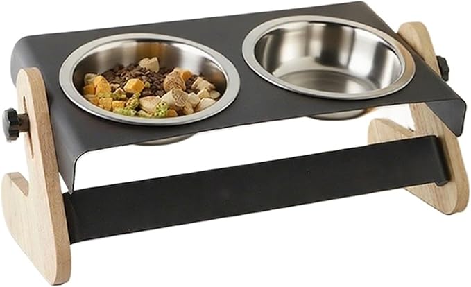 Elevated Cat Food and Water Bowl, Metal Stand 2 Stainless Steel Bowls, Suitable for Cats and Small Dogs