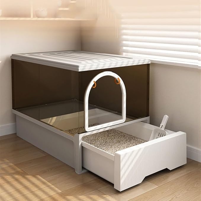 Pet Supplies, Hooded Cat Litter Box with Lid & Scoop, Front & Top Entry, Easy Clean(Green)